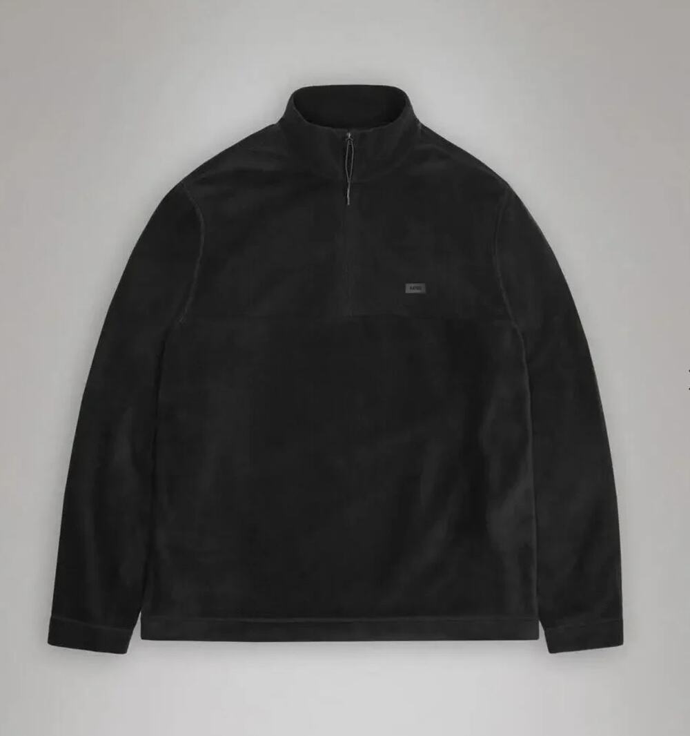Rains Addis Fleece Quarter Zip Pullover Sweater Black Size Large